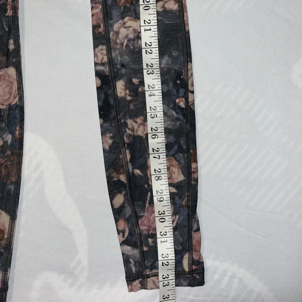 Lululemon Speed Up Tights Frosted Rose Multi Dark Floral 2 Pockets Size 2